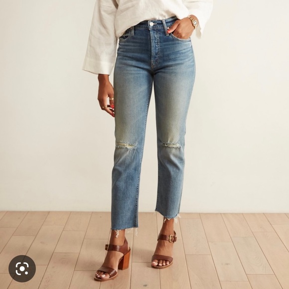 Mother Denim The Tomcat Distressed Cropped Straight Leg Jeans- The Confession main image 0